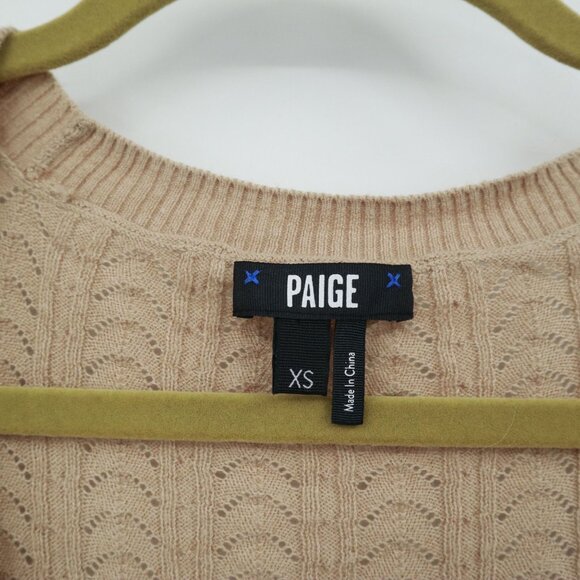 Paige Alvida Silk Cardigan Womens XS Beige Classic Dainty Boho Preppy Academia - Picture 3 of 16